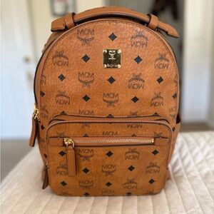 MCM Stark 32 Cognac Visetos Backpack Bag - Authentic!